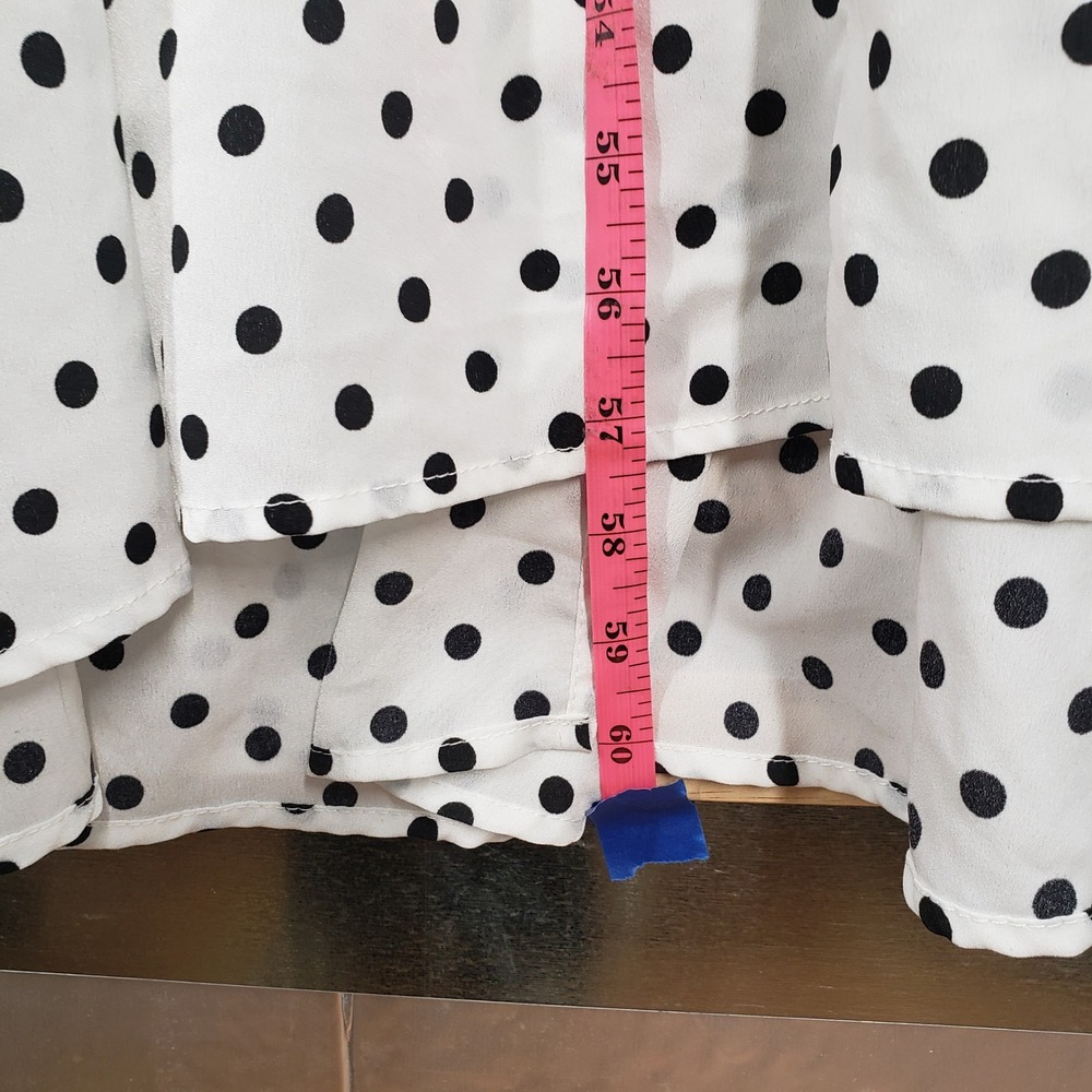 Boohoo Wrap Maxi Dress Womens 24 White Black Polka Dot Short Sleeve Romantic - Picture 9 of 16